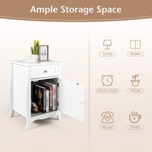 Comodino con Gambe Curve e Cassetto per Arredamento Camera da Letto - Product Image 6