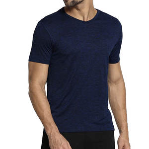 T-shirts vierges marine chiné pour hommes, 100% coton peigné, toucher doux, tissu mélangé, vente en gros, personnalisation par broderie, fabricants - Product Image 1