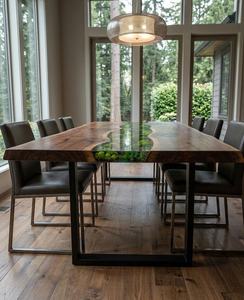 Emerald River Wooden Moss Dining <b>Table</b> Luxury Live Edge <b>Epoxy</b> <b>Table</b> Handmade Nature Inspired Modern Rustic Furniture Design - Product Image 2