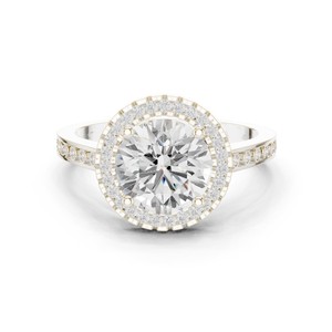 Bague intelligente en or massif 14 carats avec diamant de laboratoire rond de 2 carats de qualité supérieure, certifié IGI, avec pierres latérales rondes, design élégant et moderne - Product Image 6
