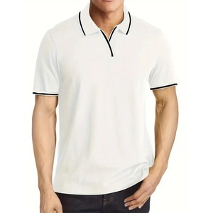 เสื้อโปโลแขนสั้นสีดำสำหรับผู้ชาย ทรงปกติ สวมใส่สบาย ผ้าฝ้ายถัก ระบายอากาศได้ดี ดีไซน์เรียบง่าย ติดกระดุมด้านหน้า - Product Image 6