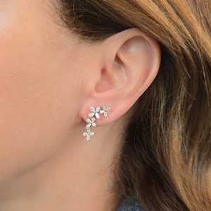 Pendientes de plata de ley 925 con diamantes de laboratorio personalizados en forma de pera y marquesa, estilo trepador, únicos y llamativos, para damas de honor, del fabricante. - Product Image 6