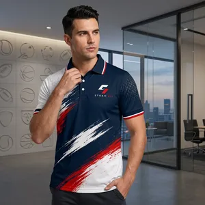 Polo sportif personnalisé pour homme, à séchage rapide, en polyester, manches courtes, impression par sublimation, logo sur le devant, coupe classique - Product Image 2