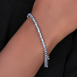 Silver Tanzanite Tennis <b>Bracelet</b> Round Shape 925 Sterling Silver For Classic Style Women Gift Luxury Third Party Certified Her - Product Image 1