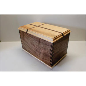 Handmade Wooden Cremation Urn <b>Box</b> with Brass Cross Inlay Small Funeral <b>Memorial</b> <b>Keepsake</b> Urn for Human Ashes & Pet Ashes Urns - Product Image 3