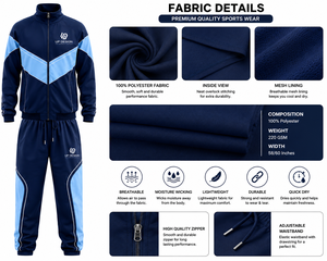 Chándal Deportivo Personalizado de Poliéster para Hombre, con Cremallera Completa, Conjunto de Entrenamiento, Ropa Deportiva, Fabricación OEM ODM - Product Image 4
