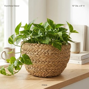 Panier rond en osier tressé à la main en jonc de mer, panier de rangement artisanal, vente en gros, écologique, fabriqué au Vietnam - Product Image 5