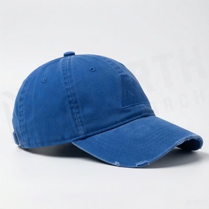 Blue 6-Panel Baseball Cap with Embroidered Mountain Logo Adjustable Unisex Casual Hat - Product Image 3