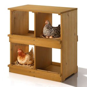 Nidos para Gallinas, Patos y Aves de Corral, Caja de Madera para Poner Huevos con 4 Compartimentos, Jaula Amarilla para Animales - Product Image 1