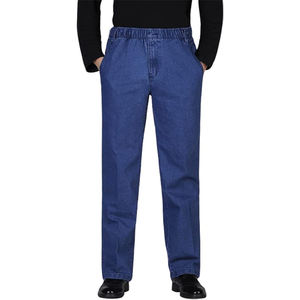 Pantalones Vaqueros de Mezclilla para Hombre, Cintura Elástica, Corte Holgado, Estilo Casual, Color Sólido, Elásticos, 100% Algodón, Secado Rápido, para Primavera y Verano - Product Image 2