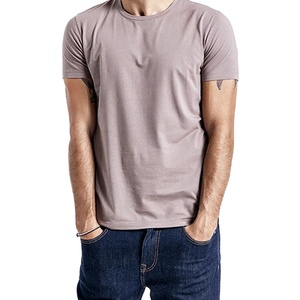 Camiseta básica de manga corta con cuello redondo de algodón 100% para hombre, camiseta informal con estampado de estilo liso teñido no tejido stock - Product Image 3