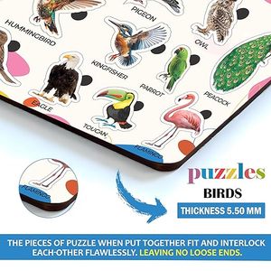 Juguete Educativo de Madera Trueflair para Niños de 2 Años en Adelante, Rompecabezas de Desarrollo Sensorial para Niños y Niñas (Pájaros) - Product Image 4