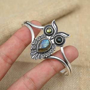 Bracelet manchette en argent 925 avec labradorite, magnifique pierre précieuse, fait main, cadeau de mariage, bijoux - Product Image 2