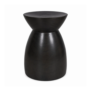 Table d'appoint sculpturale moderne en bois massif de Suar, finition noire, meuble d'appoint en bois naturel de qualité supérieure - Product Image 1