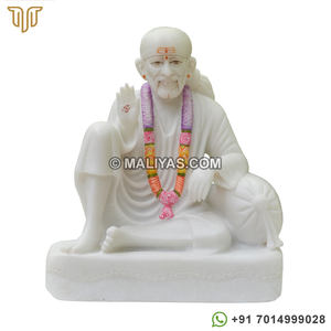 Ídolo de Sai Baba de Shirdi Dwarkamai |   Estatua de Sai Baba en Mármol Blanco en Postura de Bendición para Templo y Hogar – MALIYAS - Product Image 1