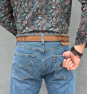 Genuine Leather <b>Belt</b> Cow Hide Braided Western <b>Buckle</b> <b>Silver</b> Pin Casual Style Durable 2.5 Inches Width - Product Image 5