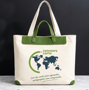 Sacs en toile personnalisés très demandés, avec poignée en toile et PU, ouverture large, sans doublure - Product Image 1