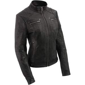 2025 <b>Women's</b> Racer Leather Jacket SFL2801 Stand-Up <b>Collar</b> Black Winter Coat Sheep Skin Bomber Fashionable <b>for</b> Motorcycles - Product Image 2