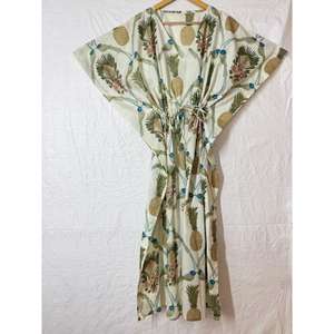 ชุดเดรสยาวผ้าฝ้ายพิมพ์ลายนกสำหรับผู้หญิง ทรงหลวม สวมคลุมชายหาด ชุดลำลองสำหรับฤดูร้อน สไตล์โบฮีเมียน - Product Image 1