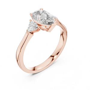 แหวนเพชรทรงหยดน้ำและทรงสามเหลี่ยมเพชรพลอยสีขาว 14K สำหรับผู้หญิง |   ของขวัญวันครบรอบ |   เพชรที่เพิ่งเพาะเลี้ยง - Product Image 2