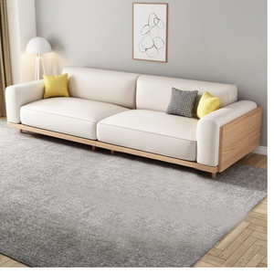 Modern Japandi Style <b>Wooden</b> <b>Framed</b> <b>Sofa</b> with High-Density Foam Cushions - Product Image 1