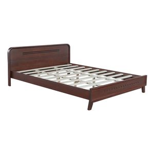 Letto Matrimoniale in Legno Massello di Pino Noce Scuro, Design Stabile e Robusto, Non Richiede Rete a Doghe - Product Image 4