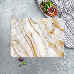 Plateau en résine blanc et or imprimé marbre, en coton fait main, pour la maison et la cuisine - Product Image 2
