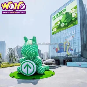Outdoor Custom Design Grote Reclame Dier Cartoon Groene Paard Mascotte Opblaasbare Met Luchtblazer Voor Decoratie