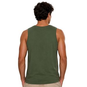 Camiseta sin Mangas Verde Oliva con Diseño Gráfico Minimalista de Pájaros al Atardecer, Chaleco Personalizado de Algodón para Hombre, Cuello Redondo, Verano, Casual - Product Image 2