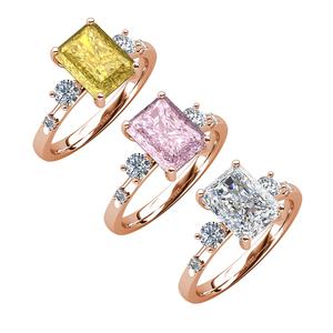 Bague de fiançailles et de mariage en argent sterling S925 avec pierre de glace concassée fantaisie 2023, coupe radiante, pour femmes, bijoux Destiny - Product Image 5