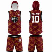 Ensemble de maillot de football américain sans manches à capuche personnalisé par sublimation 7v7, short de compression anti-transpiration 100% polyester