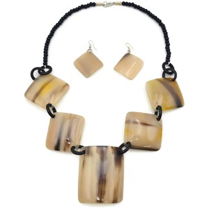 Buffalo Horn <b>Statement</b> <b>Necklace</b> Set Handmade Animal Theme Pendant Jewelry Natural Texture Wedding Gift - Product Image 2