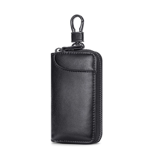 PU Leather Key <b>Wallet</b> Zipper Closure Portable Key <b>Holder</b> for Car Keys Simple Design Brown Color 6.78x12.3cm - Product Image 2