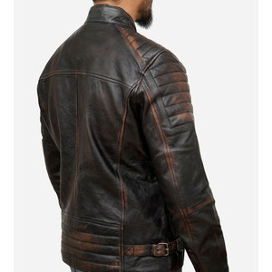 2026 Latest Design <b>Men's</b> Genuine <b>Leather</b> Moto <b>Jacket</b> Stand Collar Zipper Closure Solid Color Pockets Design Winter Wear - Product Image 6