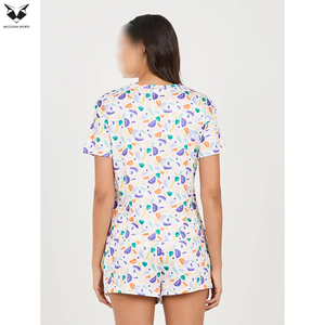 Ensembles imprimés chemises et shorts pour femmes, jogging, sublimation, coton, polyester, 2 pièces, décontractés et tendance, vêtements de sport pour l'extérieur - Product Image 2