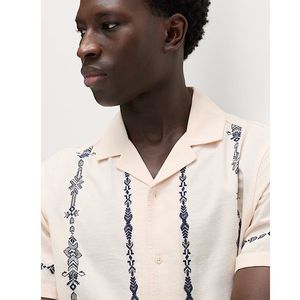 Camisa de Manga Corta Bordada de Algodón Premium para Hombre, Estilo Casual y Elegante para Verano, Playa y Vacaciones - Product Image 2