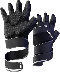 Fashion Sport Workout Fitness <b>Weight</b> Lifting <b>Gloves</b> PU Leather Half Finger Lace-Up Closure for Men and Women - Product Image 2