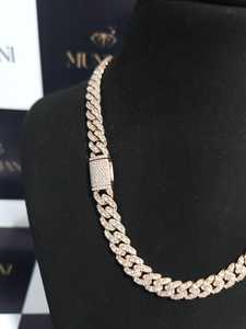 Collier chaîne cubaine plaqué or avec diamants ronds taille brillant, bijoux hip-hop pour mariage, fiançailles, cadeau - Product Image 4