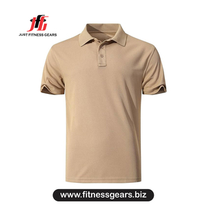 <b>Men's</b> <b>Khaki</b> Short Sleeve <b>Polo</b> <b>Shirt</b> Quick Dry Pique Solid Color Casual Fit - Product Image 2