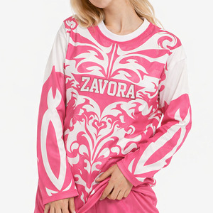 Maillot de football américain rose à manches longues de qualité supérieure pour femme, respirant, léger, avec impression graphique personnalisée, tenue d'équipe - Product Image 6