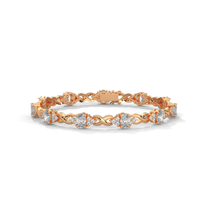 Rose Gold Plated Tennis <b>Bracelet</b> Oval and Square <b>Crystal</b> Cuff <b>Bracelet</b> Elegant Jewelry Gift - Product Image 1