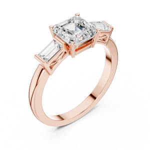 แหวนทองคำโรสโกลด์ 14k ดีไซน์หรูหรา ประดับเพชรทรง Asscher-Marquise และทรงกลม เพชรเพาะเลี้ยงในห้องปฏิบัติการ ดีไซน์สวยงามและสง่างามสำหรับผู้หญิง - Product Image 3