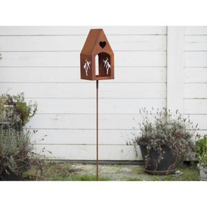 Casa para pájaros de hierro con diseño grabado personalizado, con acabado antioxidante, para montar en el suelo, para decoración de jardín y granja. - Product Image 4