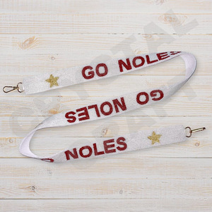 CRYSTAL CRAFT Sangle en sangle tissée perlée bleue avec le texte 'Let's Go Hells' et autres textes, accessoire de sac à main vintage, tendance et écologique - Product Image 5