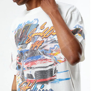 Camiseta Blanca Extra Grande para Hombre con Estampado Gráfico, Estilo Urbano, Manga Corta, Cuello Redondo, Algodón Jersey, Informal - Product Image 3