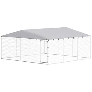 Cuccia per Cani da Esterno 4,5m x 4,5m x 2,1m per Cani di Piccola, Media e Grande Taglia con Tetto Impermeabile, Cuccia e Arredamento per Animali Domestici Argento - Product Image 1