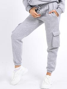 Women Gray Hooded Tracksuit Set Full Sleeve Solid Color Casual Jogger <b>Pants</b> Side Pockets Drawstring Waist Autumn Wear - Product Image 4