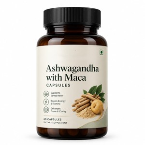 Cápsulas de Ashwagandha con Maca, 60 Unidades, Suplemento Dietético Herbal, Alivio del Estrés, Energía, Concentración, Claridad y Resistencia - Product Image 1