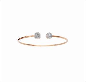 Classic Gold Minimalist Diamond <b>Bangle</b> <b>Bracelet</b> Women's Everyday Wear Round Brilliant Cut Natural Stone Pave Band <b>Bracelet</b> - Product Image 3