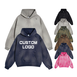 Wholesale Custom 450g Men's Hoodie Spray Dyeing Splash <b>Ink</b> Tear <b>Distressed</b> Pullover Street Retro Unisex Hoodies - Product Image 1